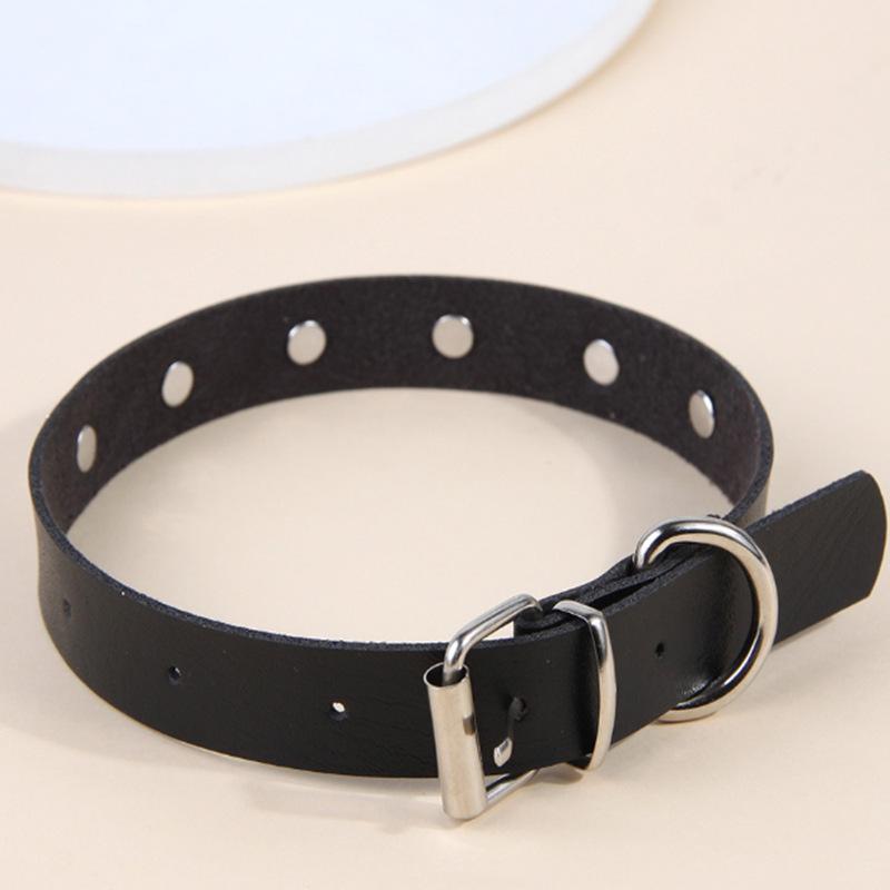 New Rock Punk Fashion Simplicity Pentagramm Schwarz PU Leder Persönlichkeit Simplicity Damenhalskette