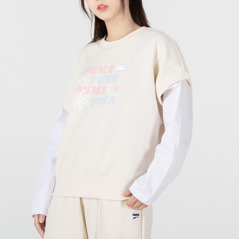 Puma Sweatshirts Women's Ecru Crew Neck Moderate 536092-99