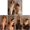 Long Silk Sleepwear Set With V Neck Sleeveless Design For Women Relaxation