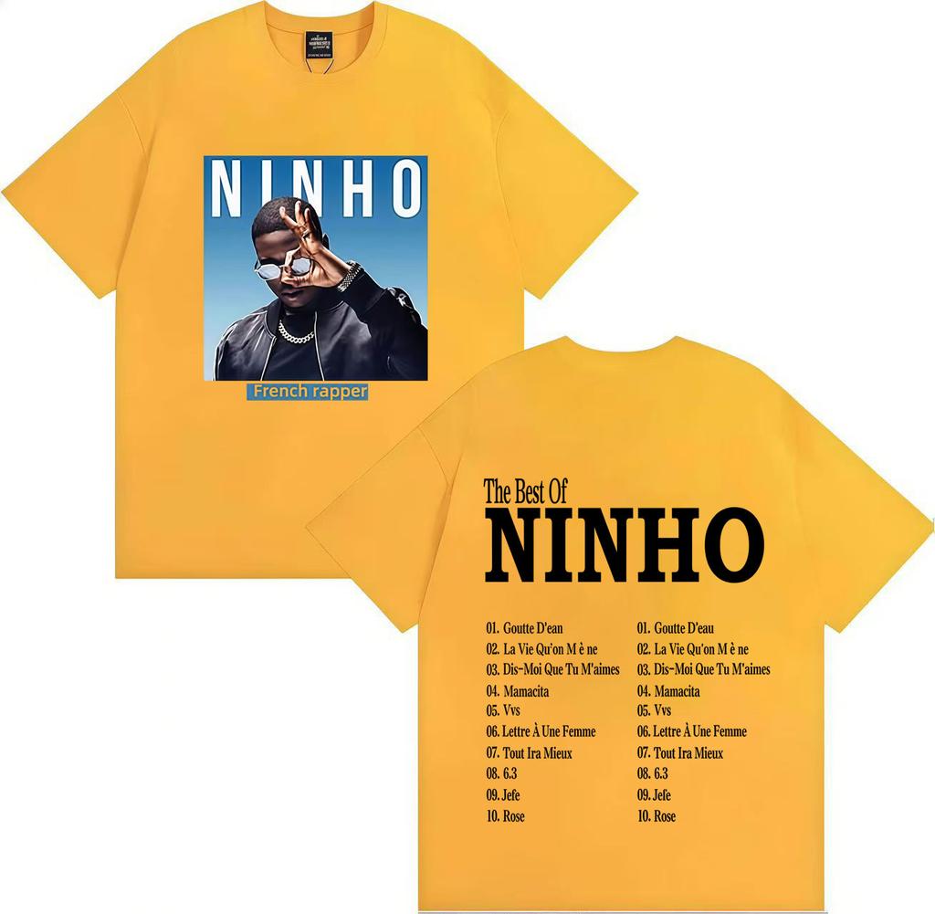 French Pop Rapper Ninho Gothic Graphics High Quality Tshirt Oversized Casual Cotton Tees Mens Women Hip Hop T Shirts Streetwear