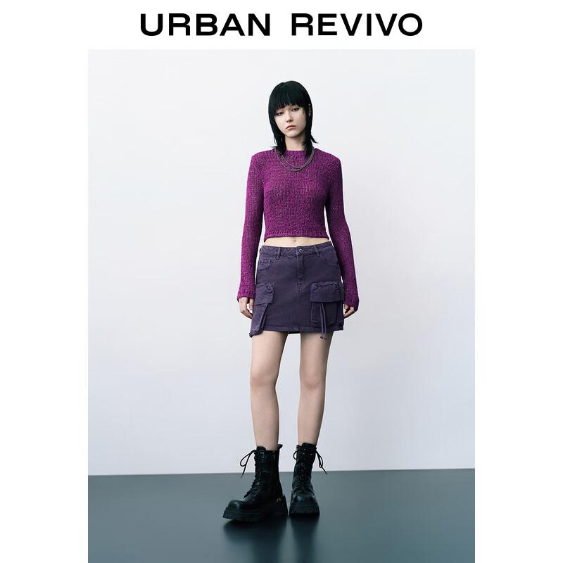 UR 2024 Spring Women's Textured Knit Cropped Sweater