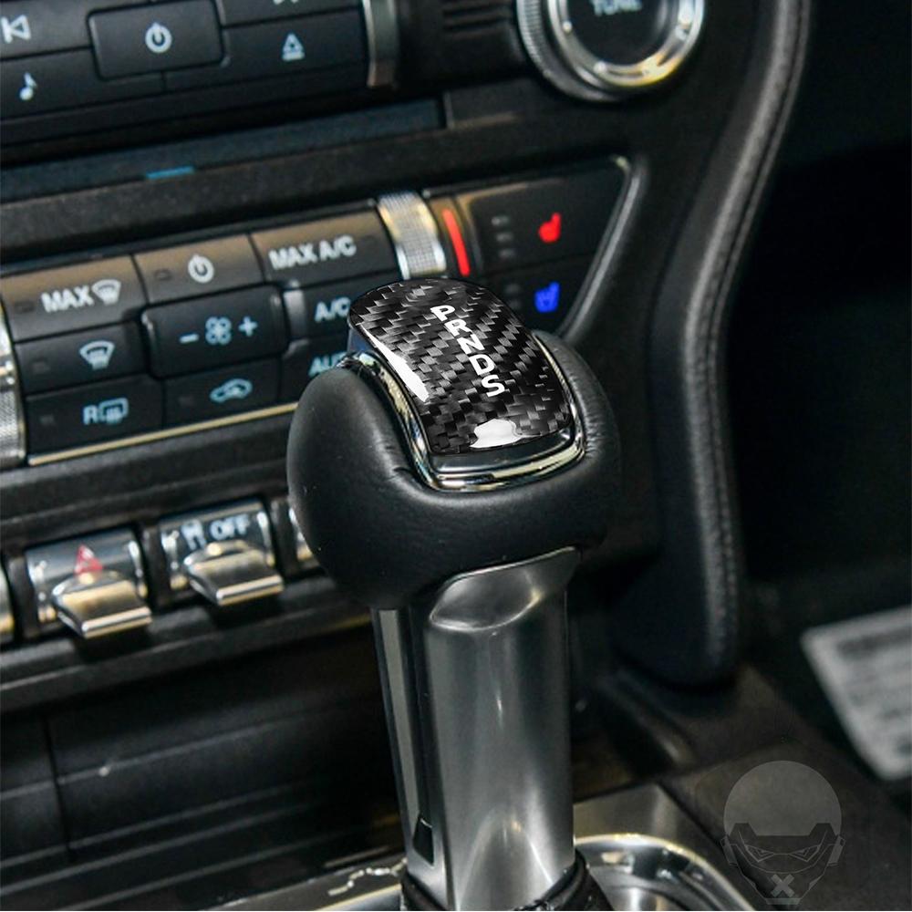 Car Real Carbon Fiber Gear Shift Knob Cover Trim For Ford Mustang 2014-2017 2018