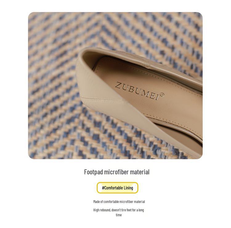6388-5 Damen Stiletto-Absätze mit quadratischer Spitze - 2025 Herbst Französischer Stil, Bequem für Hochzeiten, Flaches Munddesign