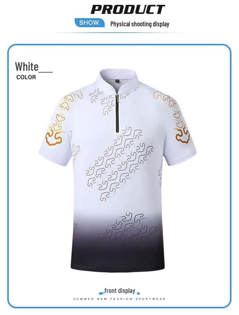 Unisex Quick-Dry Stand Collar Polo Shirt - Short Sleeve Casual Sportswear