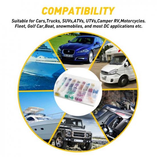 Mini Car Fuse Assortment Assorted Kit Blade Auto Set 220Pcs Truck Automotive SET