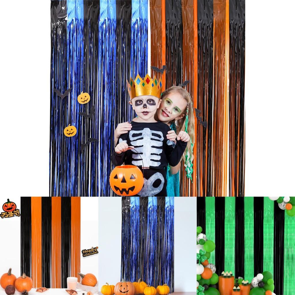 Halloween Regenvorhang Türdekoration in Orange und Schwarz für festliche Partydekoration