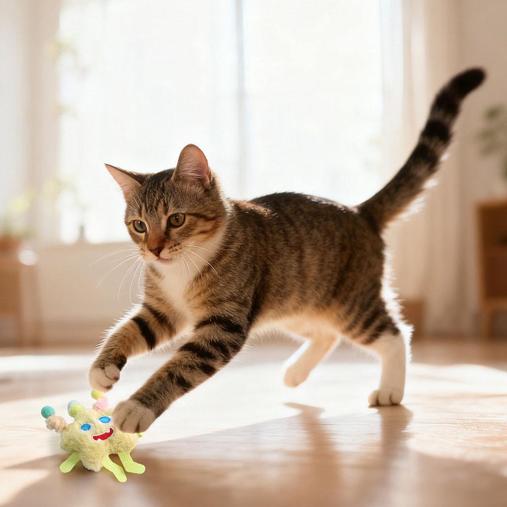 Plush Cat Toy Self-Play Mice - Soft Stuffed Interactive Pet Toy for Boredom Relief, Cute Catnip-Infused Kitten Toy,