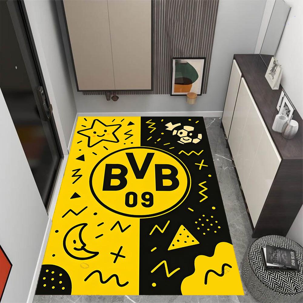 Χαλάκια Αντιολισθητικά με Θέμα Splatter Art - Λογότυπο Bvb 09 - Διακόσμηση Σπιτιού από Πολυεστέρα, Κατάλληλα για Υπνοδωμάτια, Σαλόνια, Εισόδους, Στούντιο και Διακοσμήσεις