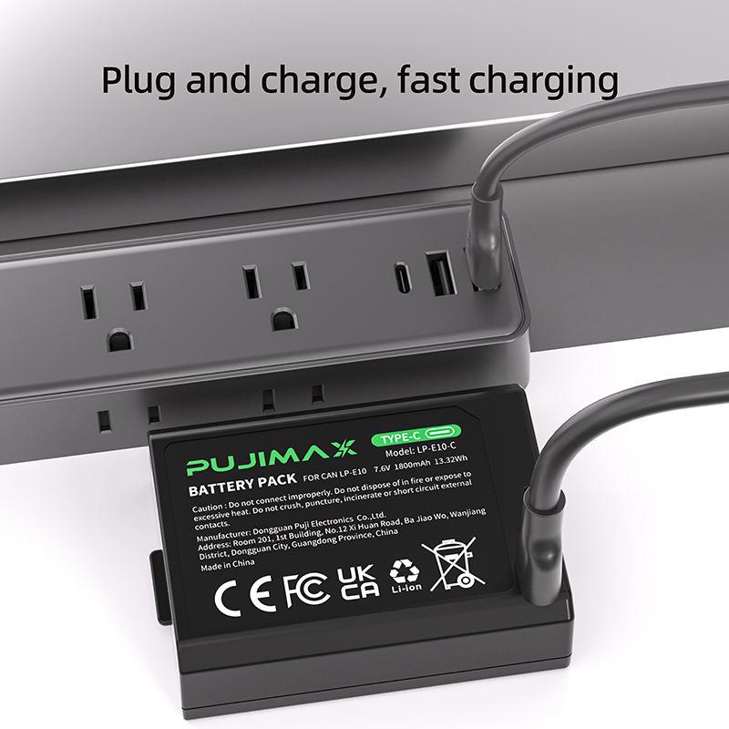 PUJIMAX LP-E10-C Battery Pack 7.6V 1800mAh Type-C Charging