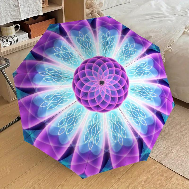 1pc Mandala Art Automatic Folding Umbrella - Compact 8-Rib Design,Perfect Gift for Friends & Family yy250926040