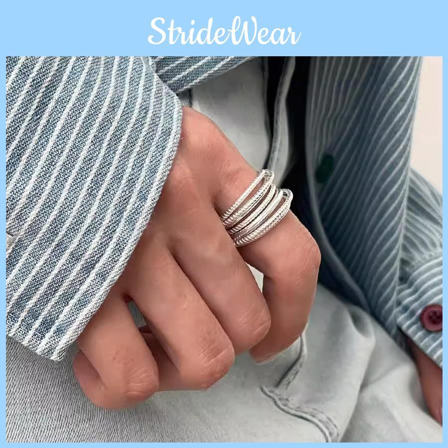 Trendy Korean Minimalist Multi-layered Ring For Women Elegant Copper Fashion Jewelry