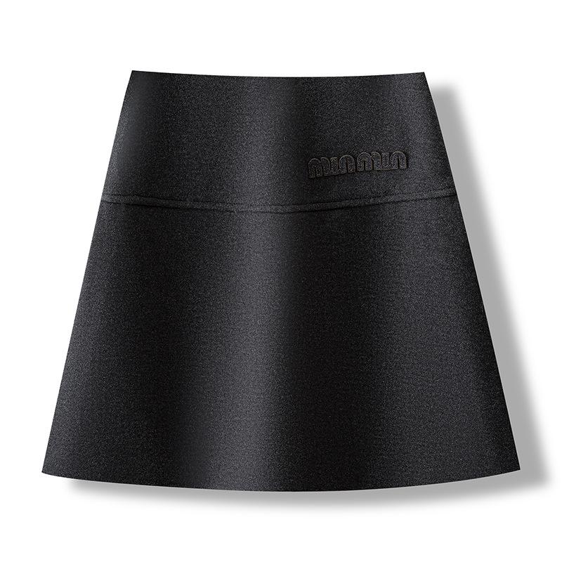 

Winter 2025 Women s High Waist Black Wool A-line Skirt 30/2XL for 126-135 lbs