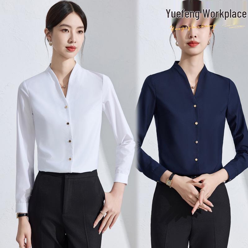 

Women s V-Neck Long Sleeve Professional Shirt - Commuting and Interview Ready XXL