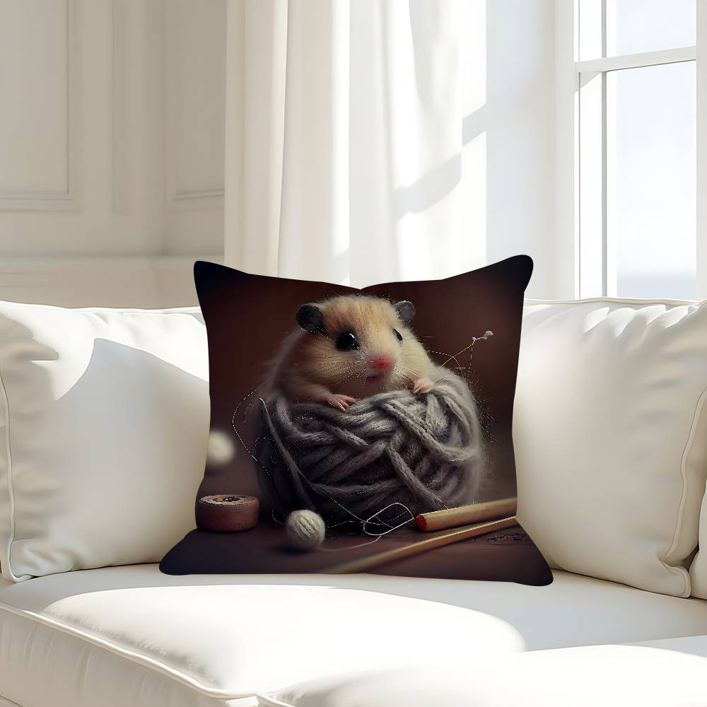 Sött Hamster Kuddfodral Avtagbart Tvättbart Kuddfodral – Mjukt Linne för Alla Årstider