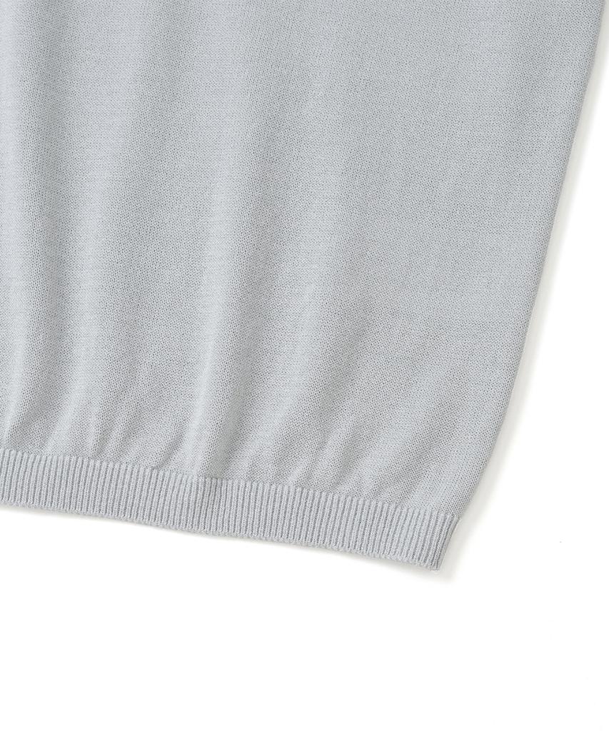 KNITTED Shellon Cooling Single Crop Henley Neck Knit Light Grey