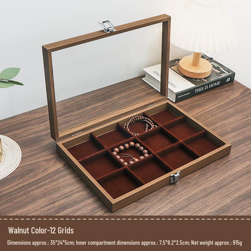 Wenge Wood Dustproof Jewelry Box with Lid for Bracelets and Accessories