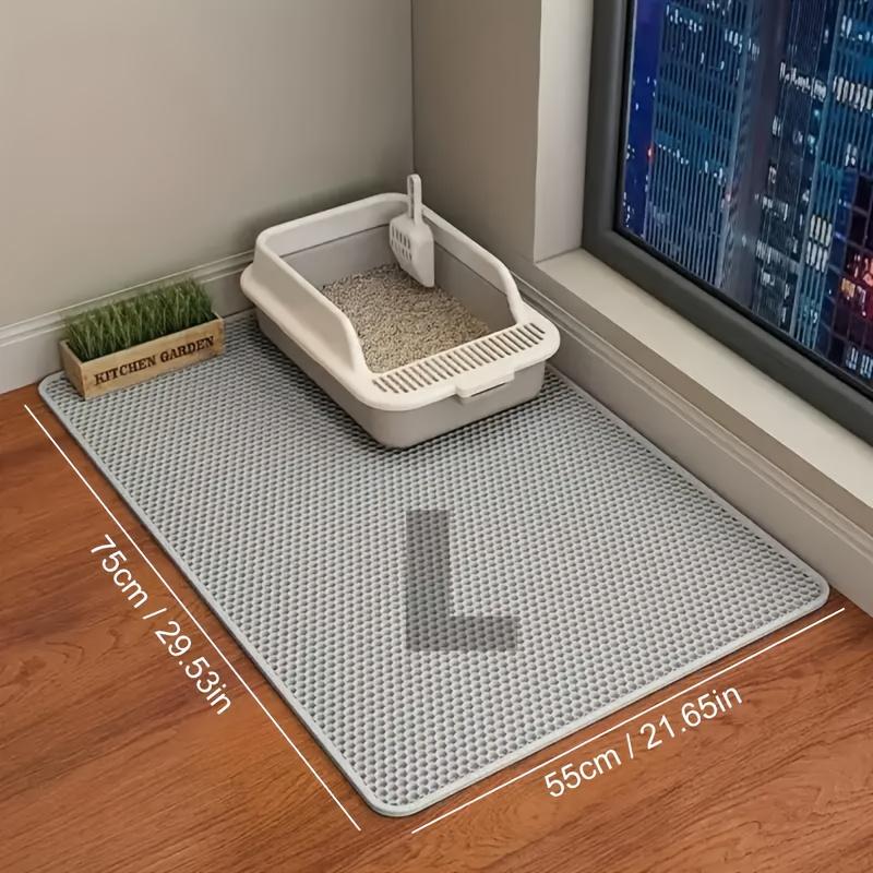 Oversized Double-Layer Cat Litter Mat - EVA Waterproof Litter Trapper, Anti-Skid Washable Mat for Under Litter Box