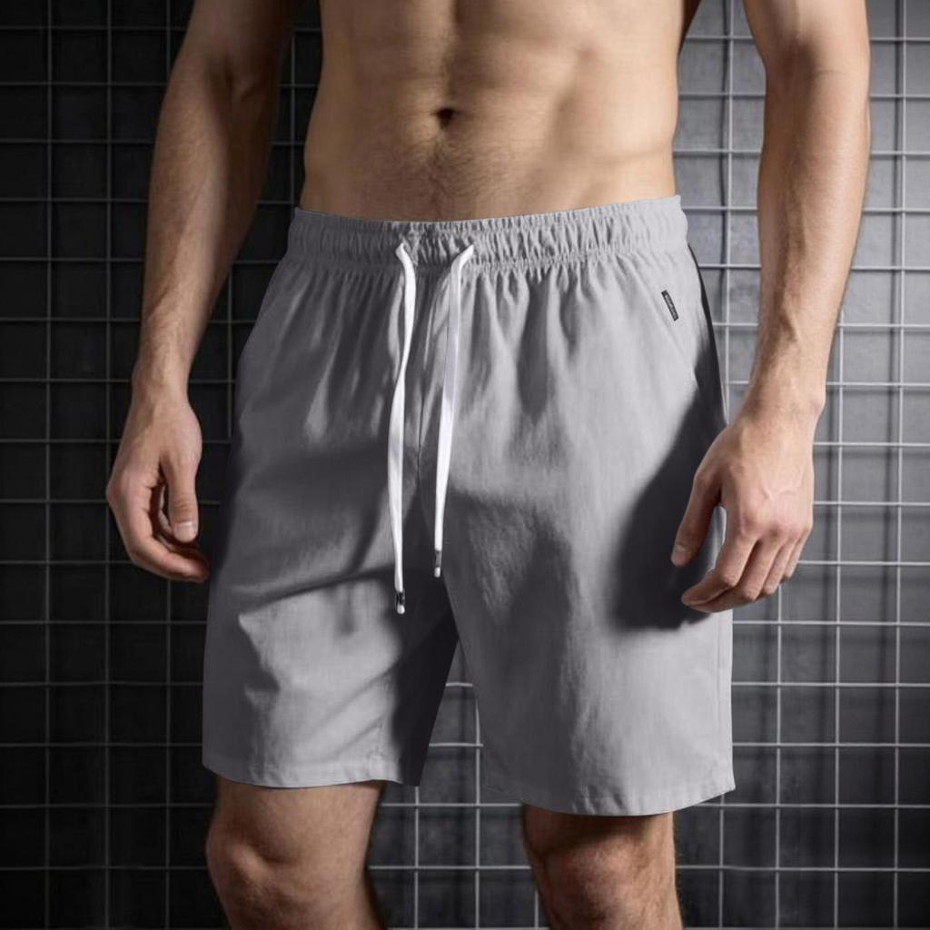 Men's Summer Drawstring Five Quarter Pants Men's Casual Sports Beach Pants