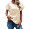 Summer OL Elegant Satin Pullover Round Neck Straight Loose Women T-shirt