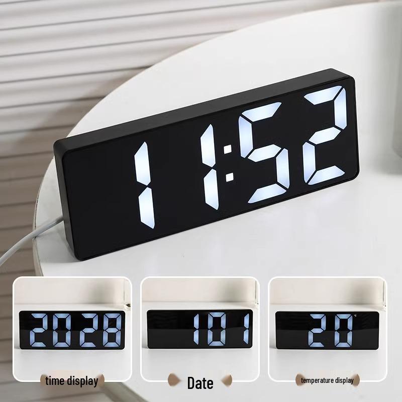 Luminous LED Digital Desktop Clock with Mirror Display and Alarm