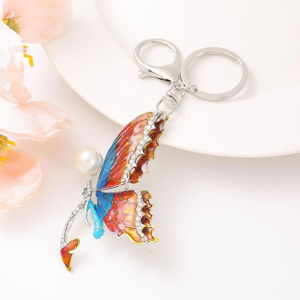 Butterfly Rhinestone Metal Keychain Pendant