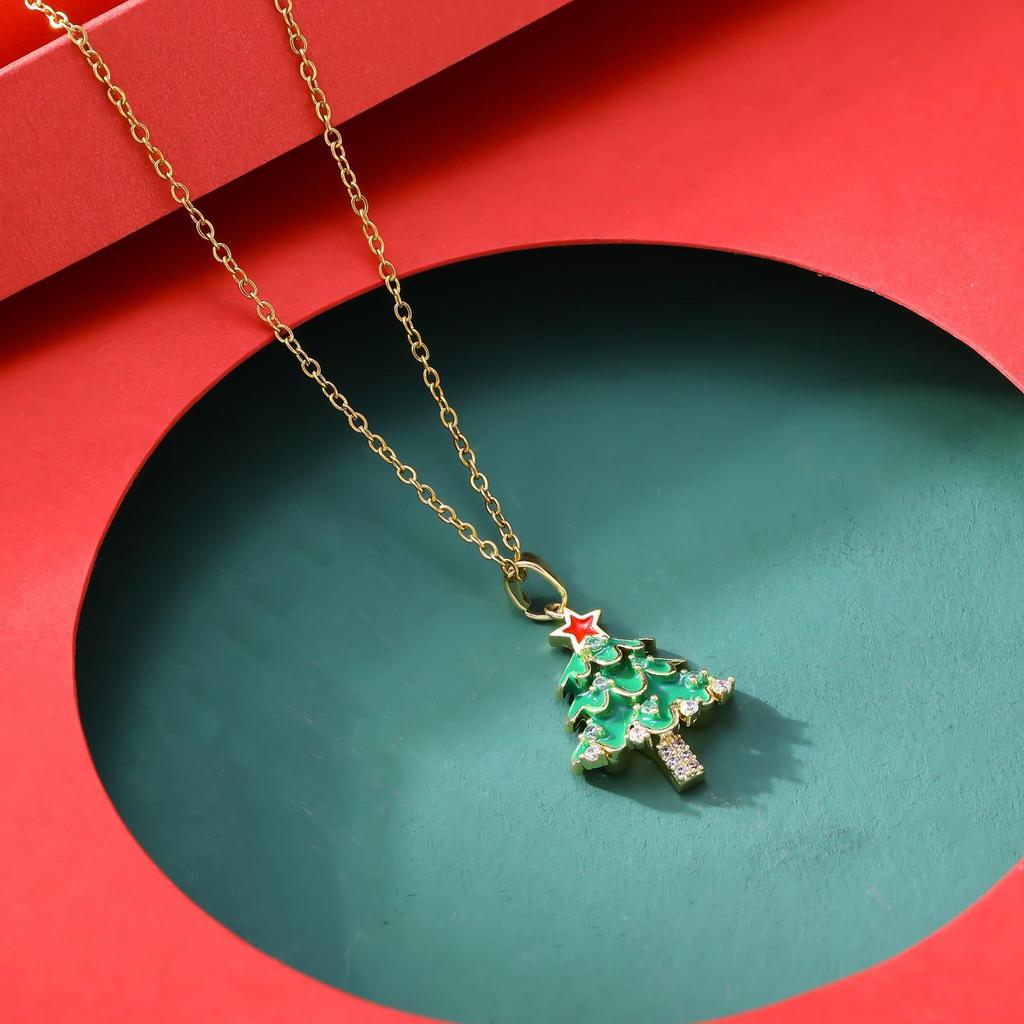 European & American Style Firecracker Bell Pendant Necklace - Non-Fading Christmas Tree Jewelry Gift for Women