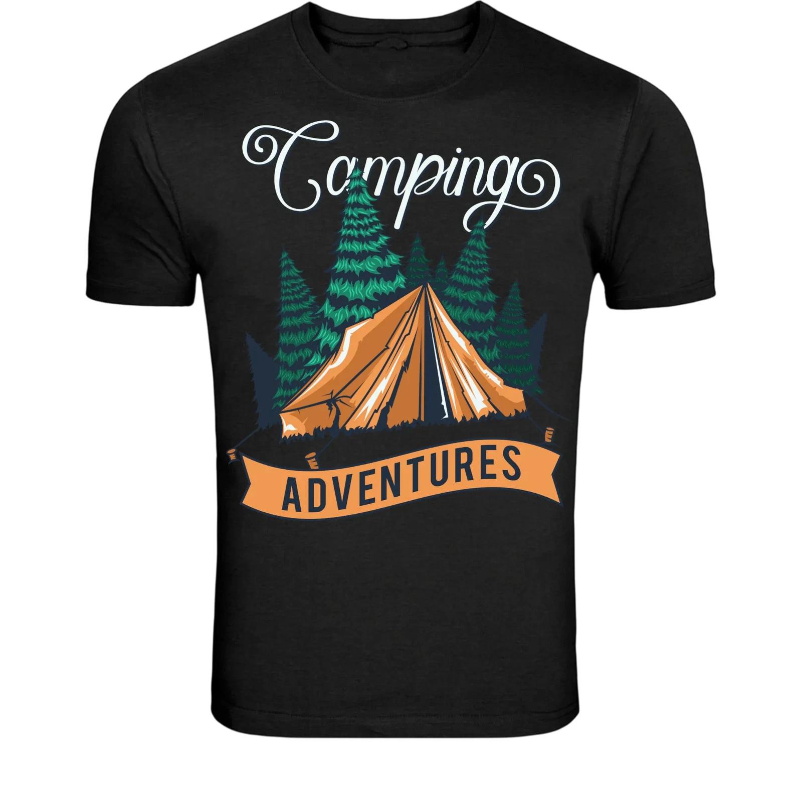 Camping Adventures Nature T-Shirt - Forest Tent Outdoor Graphic S