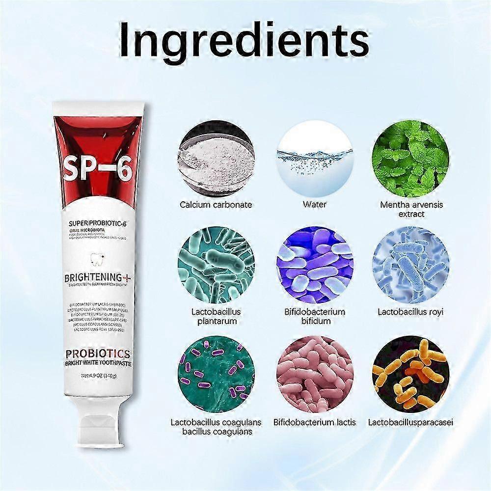 3Pcs SP-6 Probiotics WhiteningToothpasteBrightening &Stain Removing Toothpaste 140g