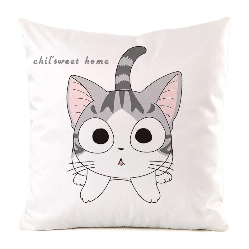 Nordic Minimalist Hand-Painted Cat Digital Printing Short Plush Pillow Covers For Car Sofa Office Cushion Cover Home Goods