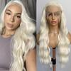 AIMEYA Platinum Blonde Lace Front Wig for Women Girls Long Body Wave Heat Resistant Synthetic Lace Wigs Daily Use Cosplay Party