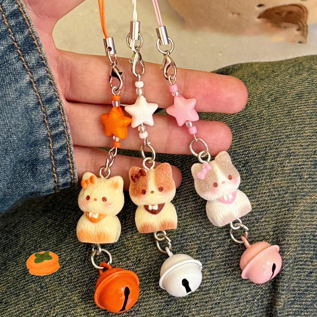 1/3 Pcs Cute Cat Phone Chain Pendant Versatile Bell Star Pendant Cartoon 3D Cat Bag Keychain Pendant