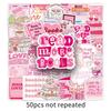 50 Pink Girly Creative Waterproof Stickers for Earphones, Water Bottles, and Refrigerators