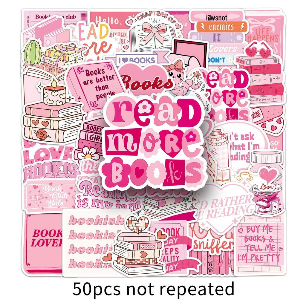 50 Pink Girly Creative Waterproof Stickers for Earphones, Water Bottles, and Refrigerators