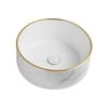 Marble patterned modern circular ceramic bathroom sink, freestanding washbasin, luxurious gold edged washbasin(excluding faucet)