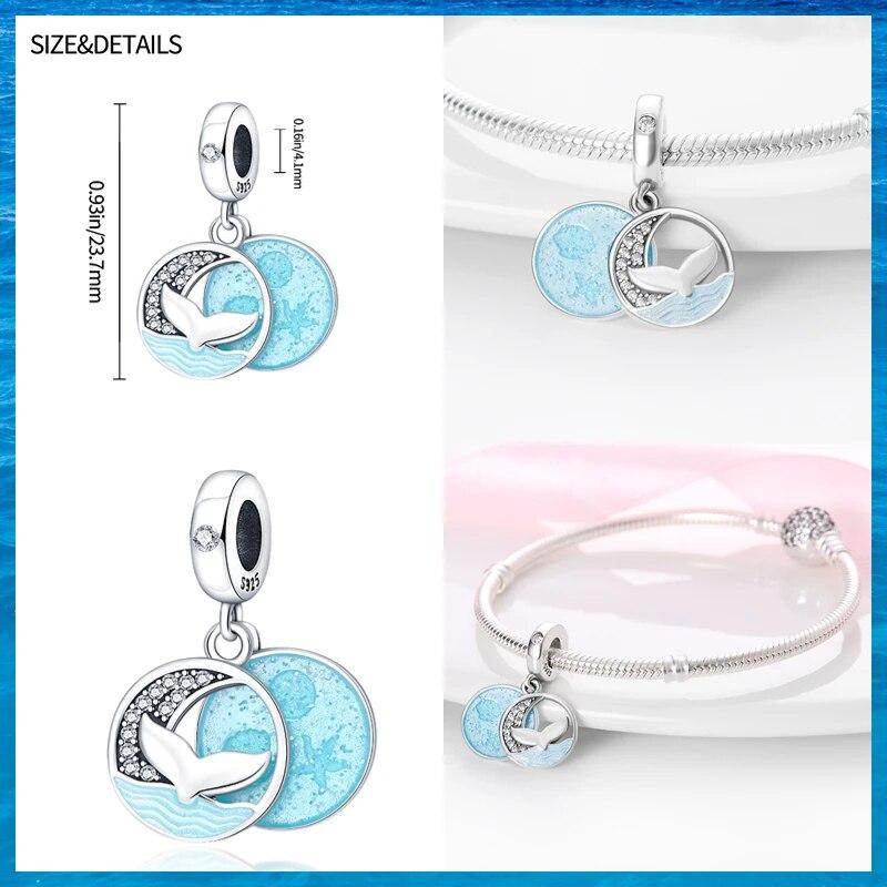 FitNew Original Bracelets 100% 925 Sterling Silver Oecan Blue Sea Turtle Starfish Mermaid Charms Beads DIY Jewelry Making