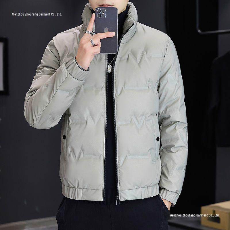 Men's Warm Down Jacket - New Style, Letter Pattern, Stand Collar, Versatile, Trendy, Lightweight Winter Fashion.