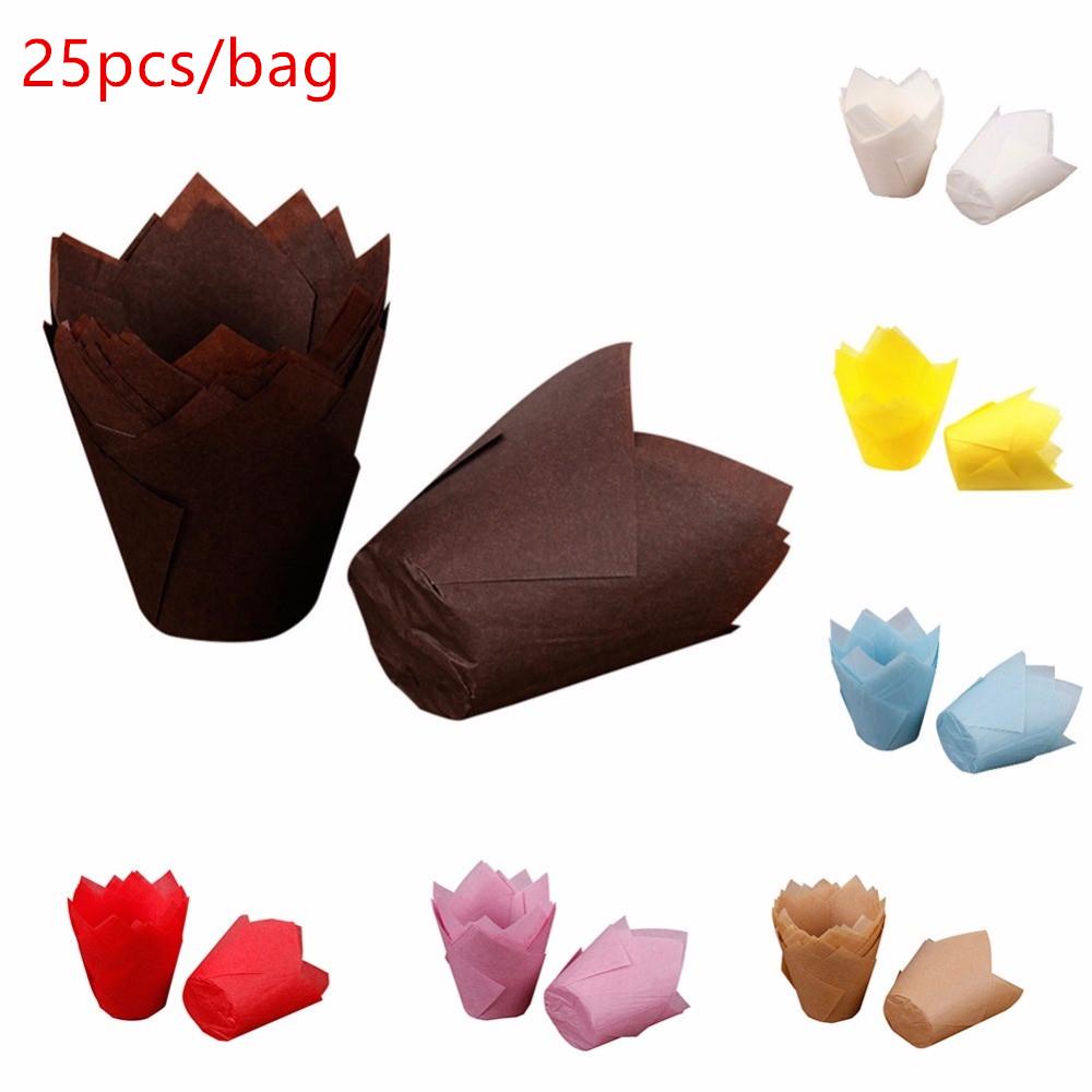 25/50pcs Paper Cake Cupcake Liner Baking Muffin Box Cup Case Party Tray 25pcs