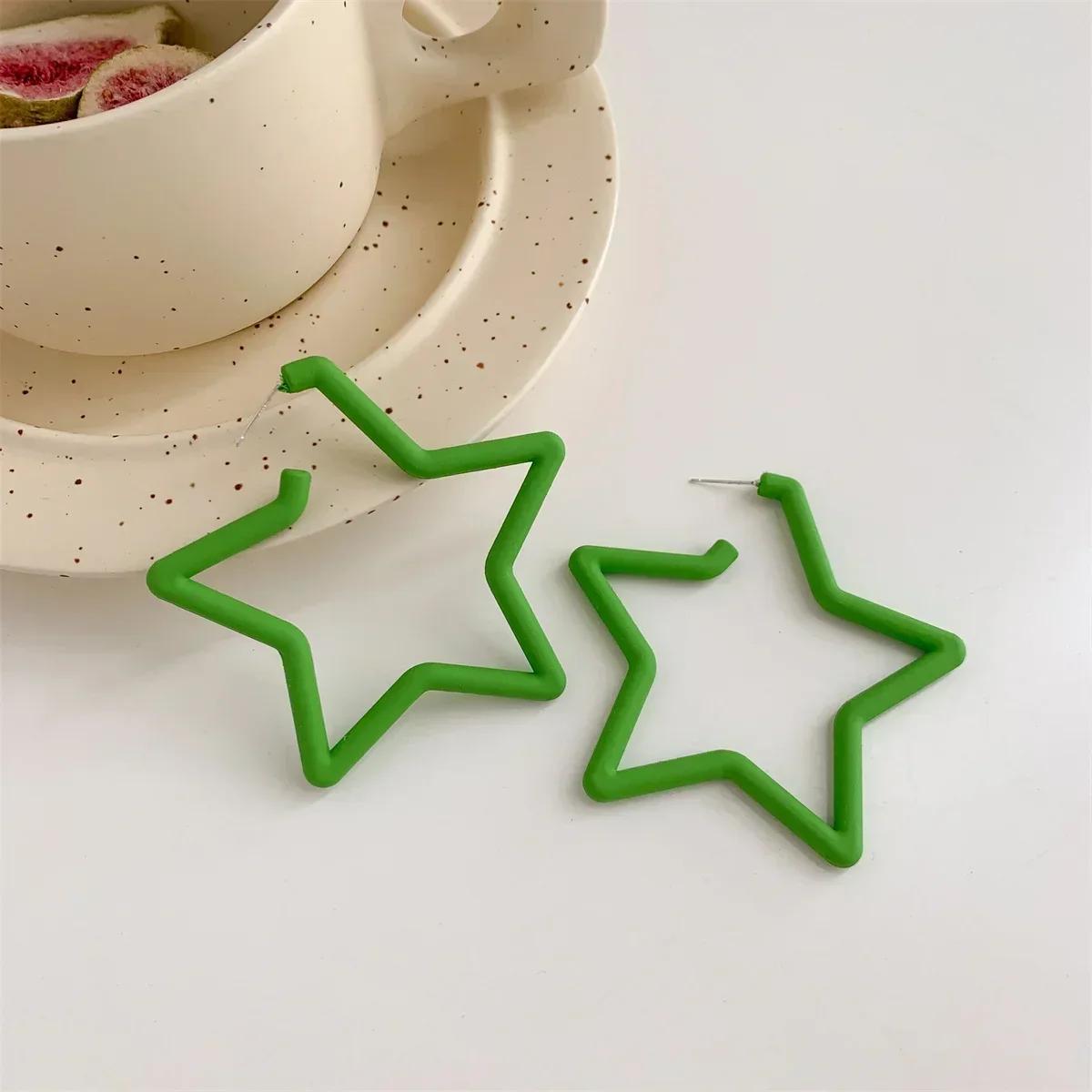 Simple Big Round Star Heart Hoop Earrings For Women Geometric Plastic Exaggerated Earring Hyperbole Trendy Ring Earrings Jewelry