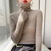 Autumn Winter Wool Sweater Women Turtleneck Solid Elastic Slim Knitted Pullover Fashion All-match Elegant Comfort Casual Tops