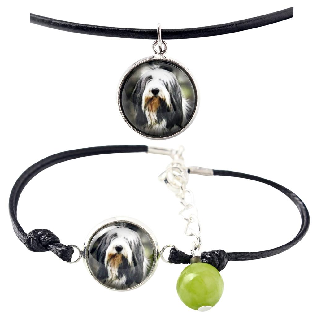 Bearded Collie, Highland Collie, Mountain Collie – A set of jewelry with your photo, handmade set | Art-Dog