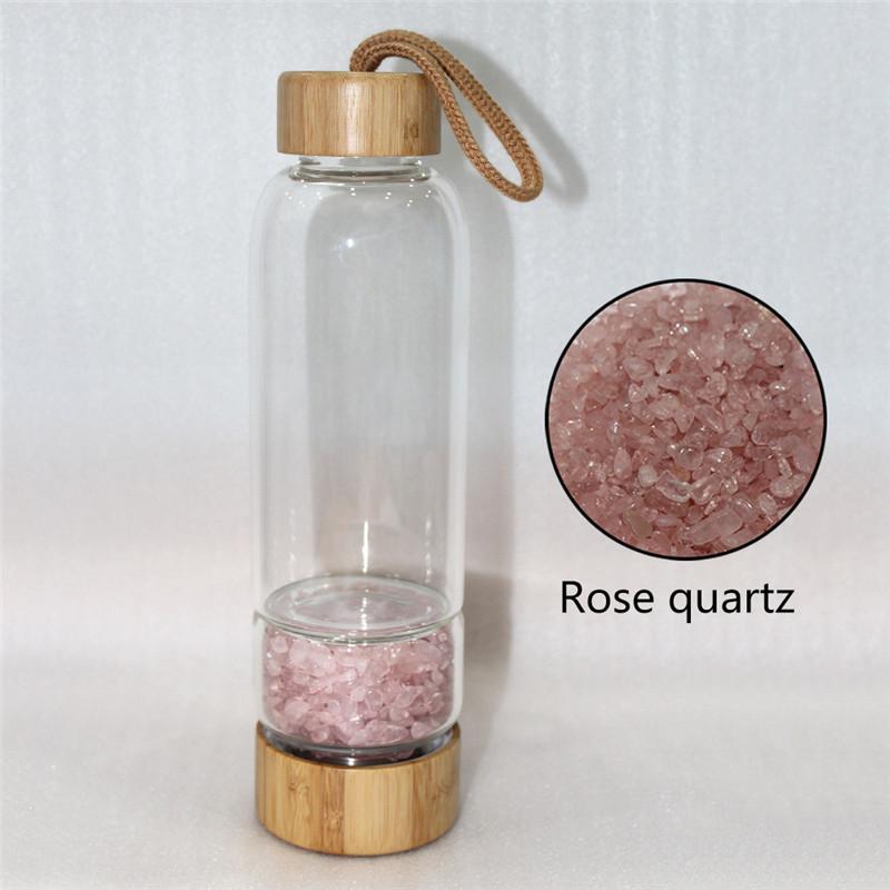 

Оптовая продажа Натуральный Кварц Неправильной Формы Кристальная Галька Бутылка Стекло Вода Галька Камень Чашка для Питья Подарок 401-500ml розовый кварц