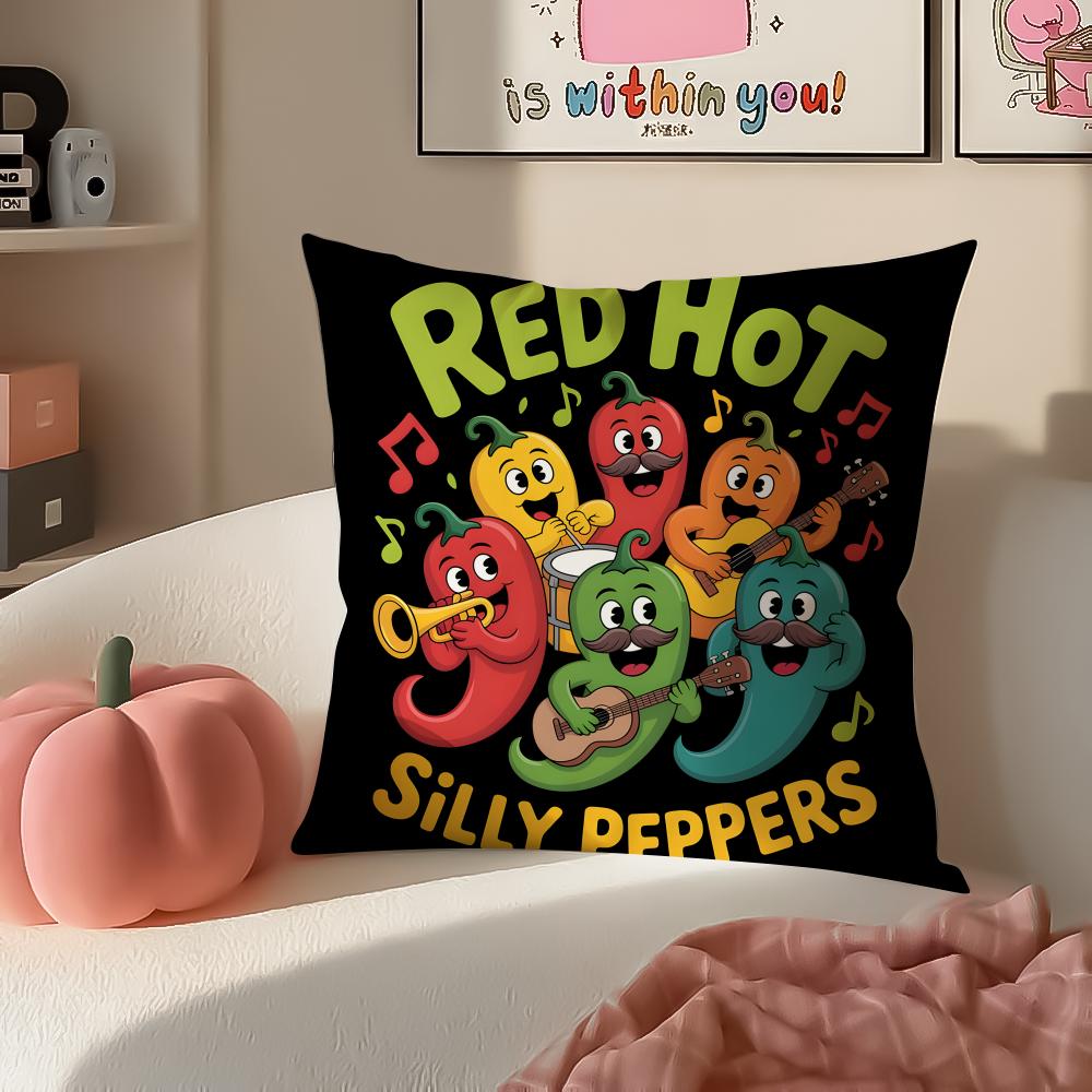 Energetic American Band RRed Hot Chili Peppers Cushion Cover Pillowcase Short Plush Invisible Zipper Room Sofa Cushion Cover