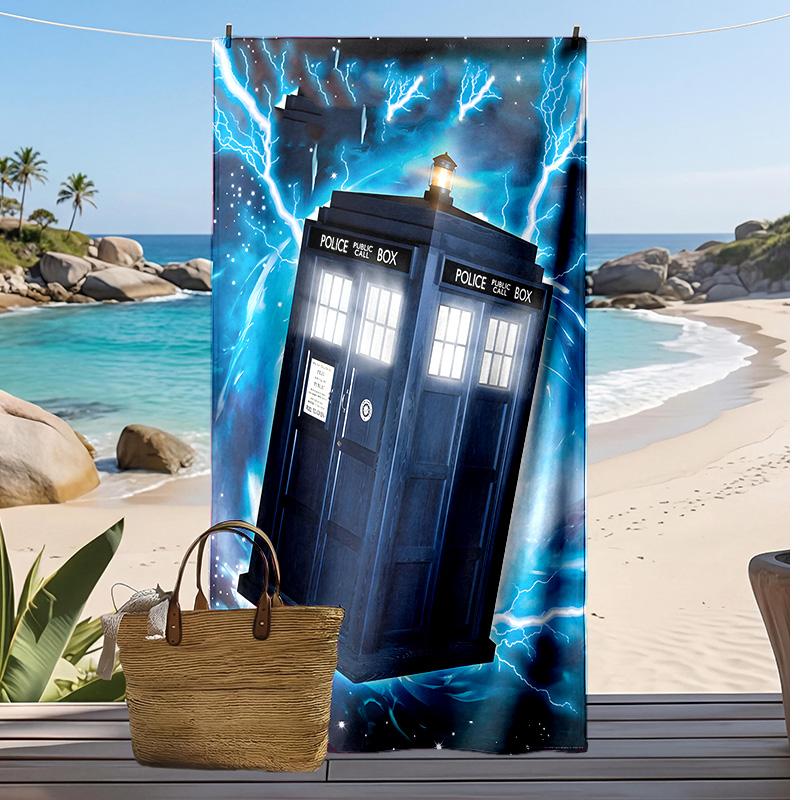 Doctor Who's TARDIS Printed Quick Dry Beach Towel Super Absorbent Soft Lightweight Bath Towel for Pool Summer Travel