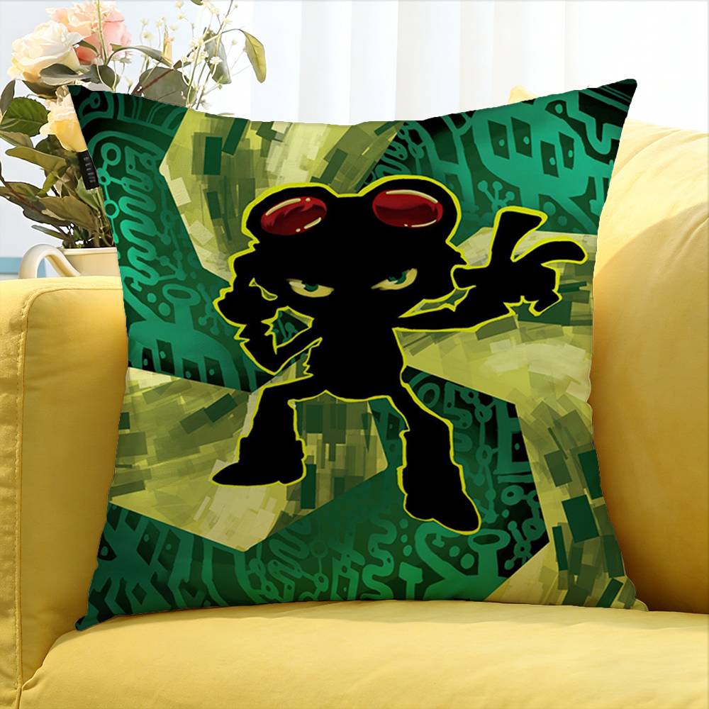 Retro Style Game Psychonauts Various Sizes Square Pillow Case For Car Home Bedchamber Decor