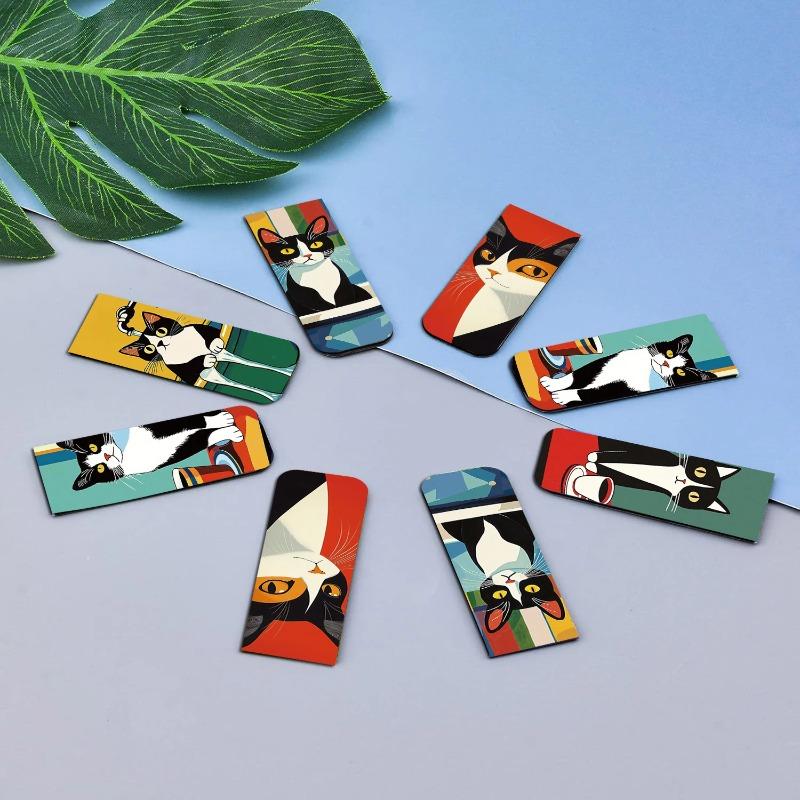 5pcs Cartoon Cat Magnetic Bookmarks Set Colorful Artistic Page Markers for Book Lovers Students & Reading Enthusiasts