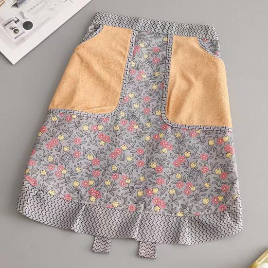 Atmungsaktive Halbschürze mit Taschen Wasserabweisende Küchen-Taillenschürze zum Kochen, Gärtnern, als Kellnerin, Blumenmuster, Verstellbar, Back-, Catering-Schürze