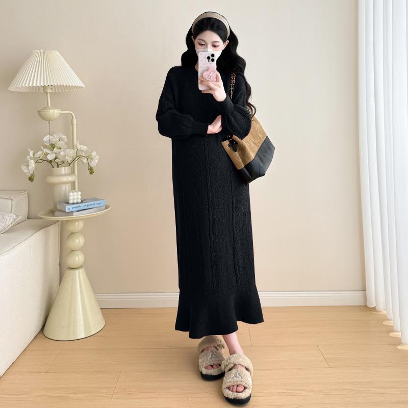 Elegant Maternity Knit Sweater & Fishtail Skirt Set - Sparkle, Slimming, Fall/Winter 2025 XXL