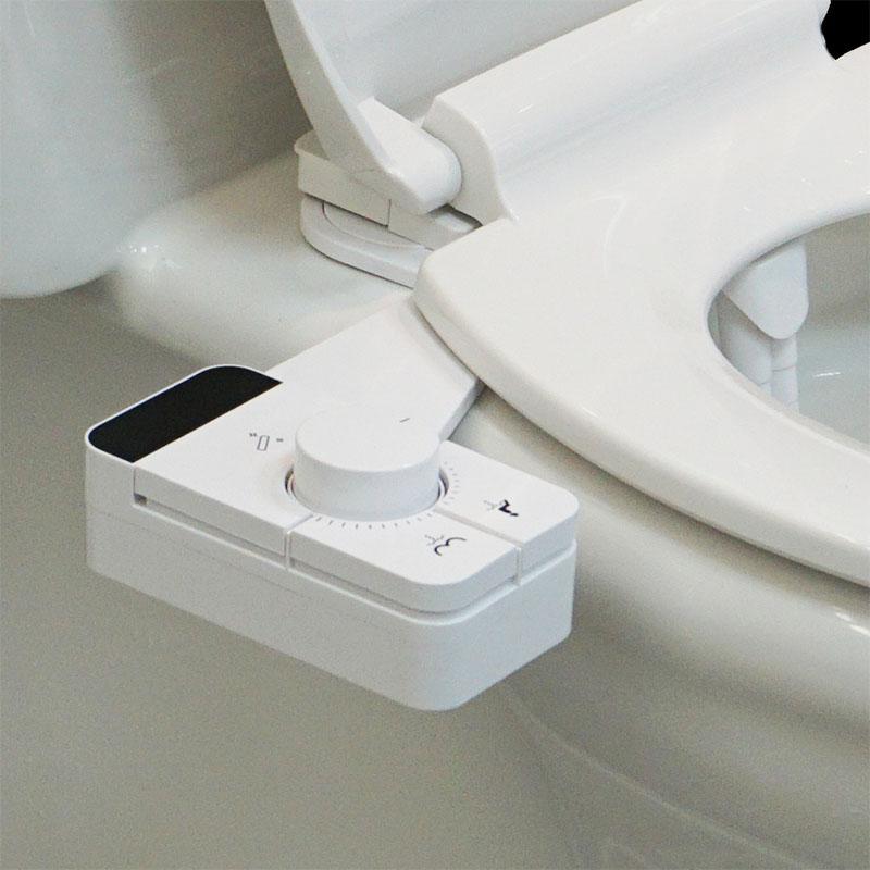 White Adjustable Water Pressure Ass Sprayer Bidet Sprayer Attachment Ultra-Slim Toilet Seat Attachment Dual Nozzle Bide