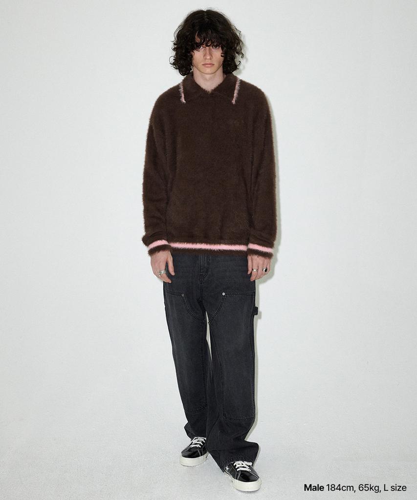 MAHAGRID Hairy Collar Knit Brown(Mg2Efmk642A)