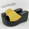 Lucyever Plateau-Keilsandaletten Damen Hausschuhe Sommer 2024 Offene Zehen Hohe Sandalen Frau Lässig Übergröße Outdoor Strandschuhe 43
